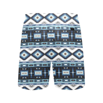 Navajo Dark Blue Print Pattern Men's Swim Trunks Beach Shorts