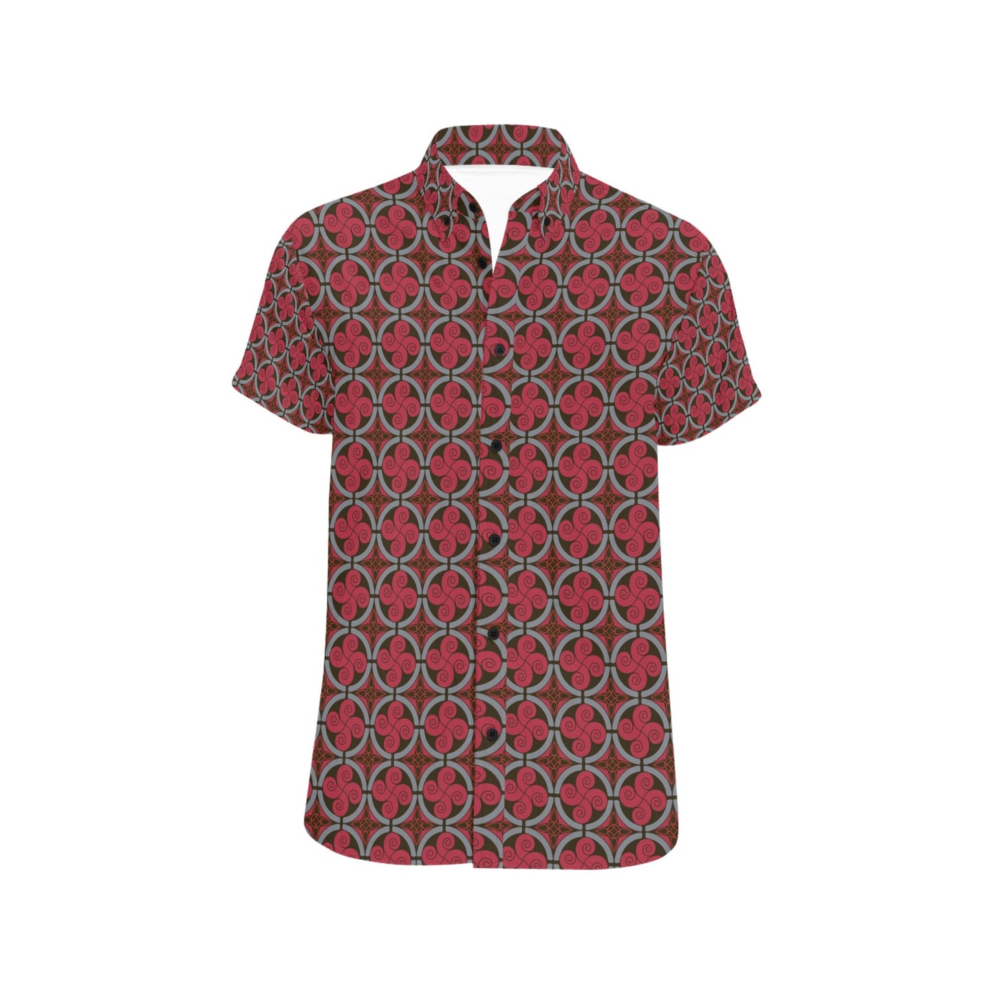 Vikings Print Design LKS301 Men Short Sleeve Button Up Shirt