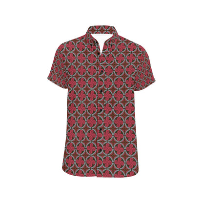 Vikings Print Design LKS301 Men Short Sleeve Button Up Shirt