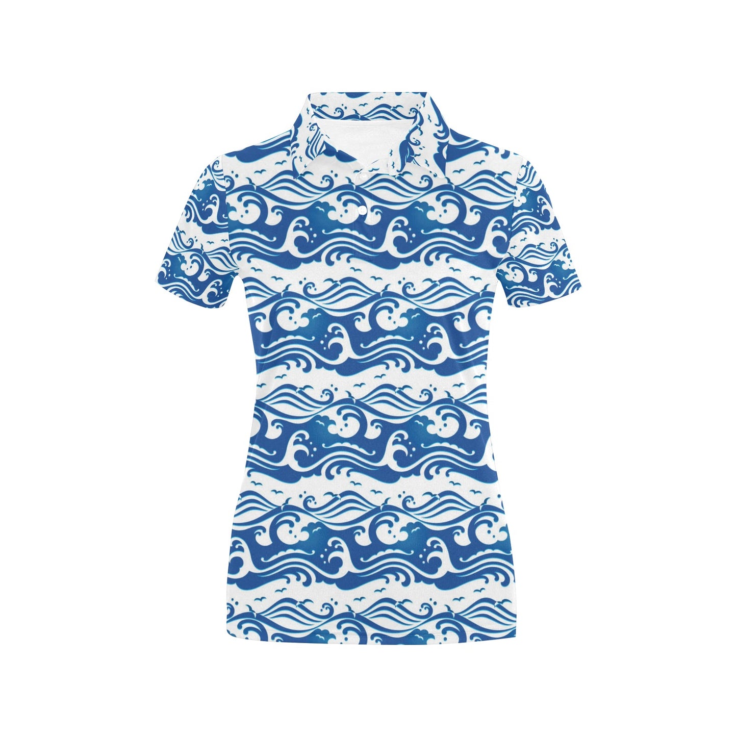 Wave Print Design LKS303 Women's Polo Shirt