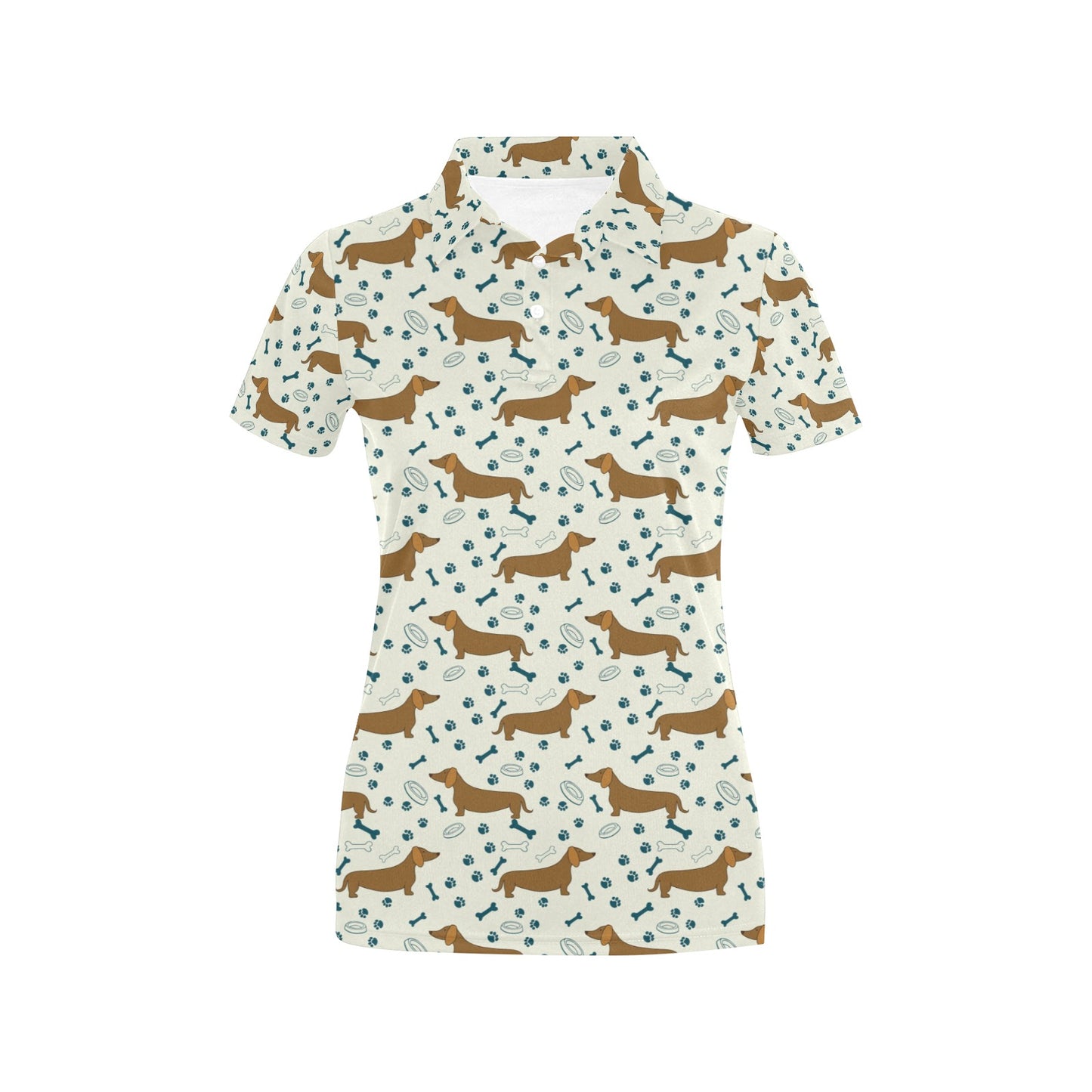 Dachshund Pattern Print Design 01 Women's Polo Shirt