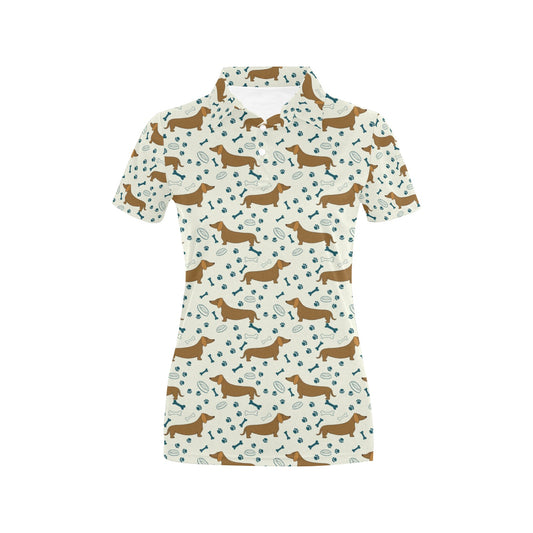 Dachshund Pattern Print Design 01 Women's Polo Shirt