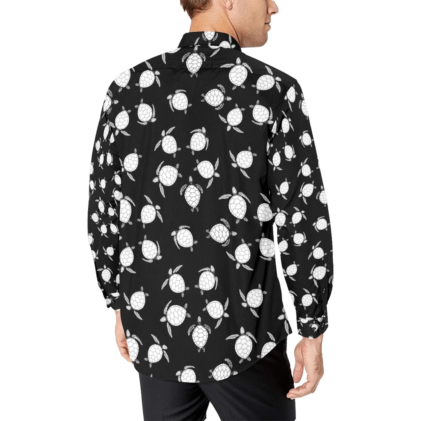 Sea Turtle Print Design LKS303 Men's Long Sleeve Dress Shirt