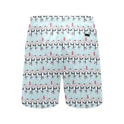Penguin Sking Design Men's Swim Trunks Beach Shorts
