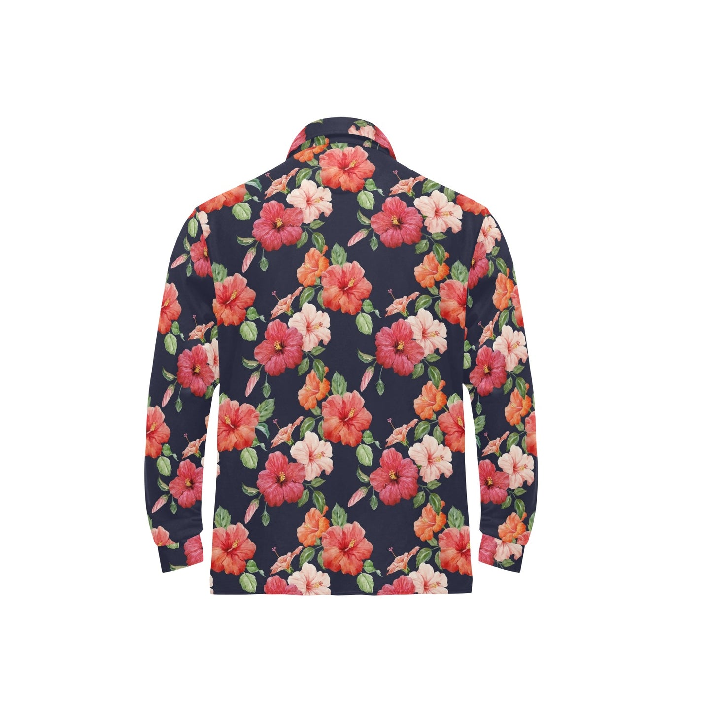 Tropical Flower Pattern Print Design TF020 Long Sleeve Polo Shirt For Men's