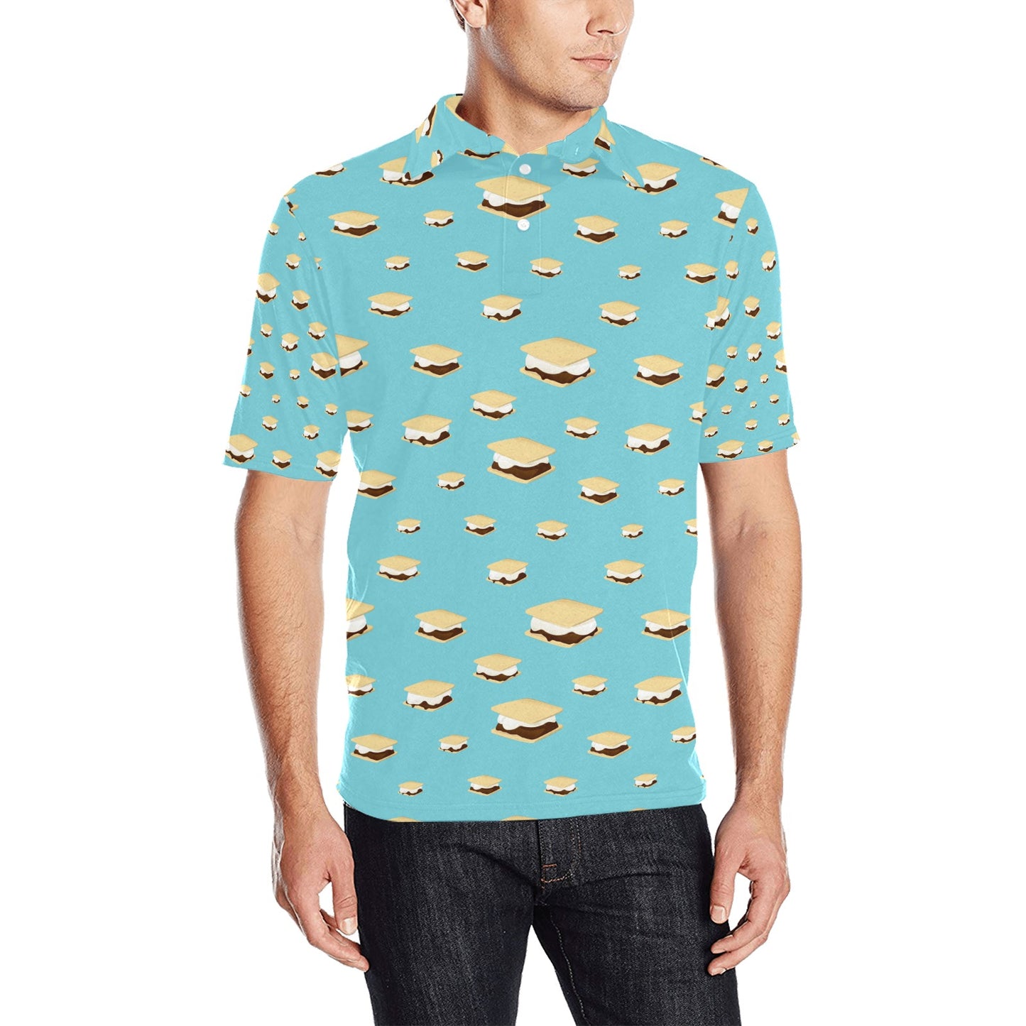 S_Mores Print Design LKS302 Men Polo Shirt