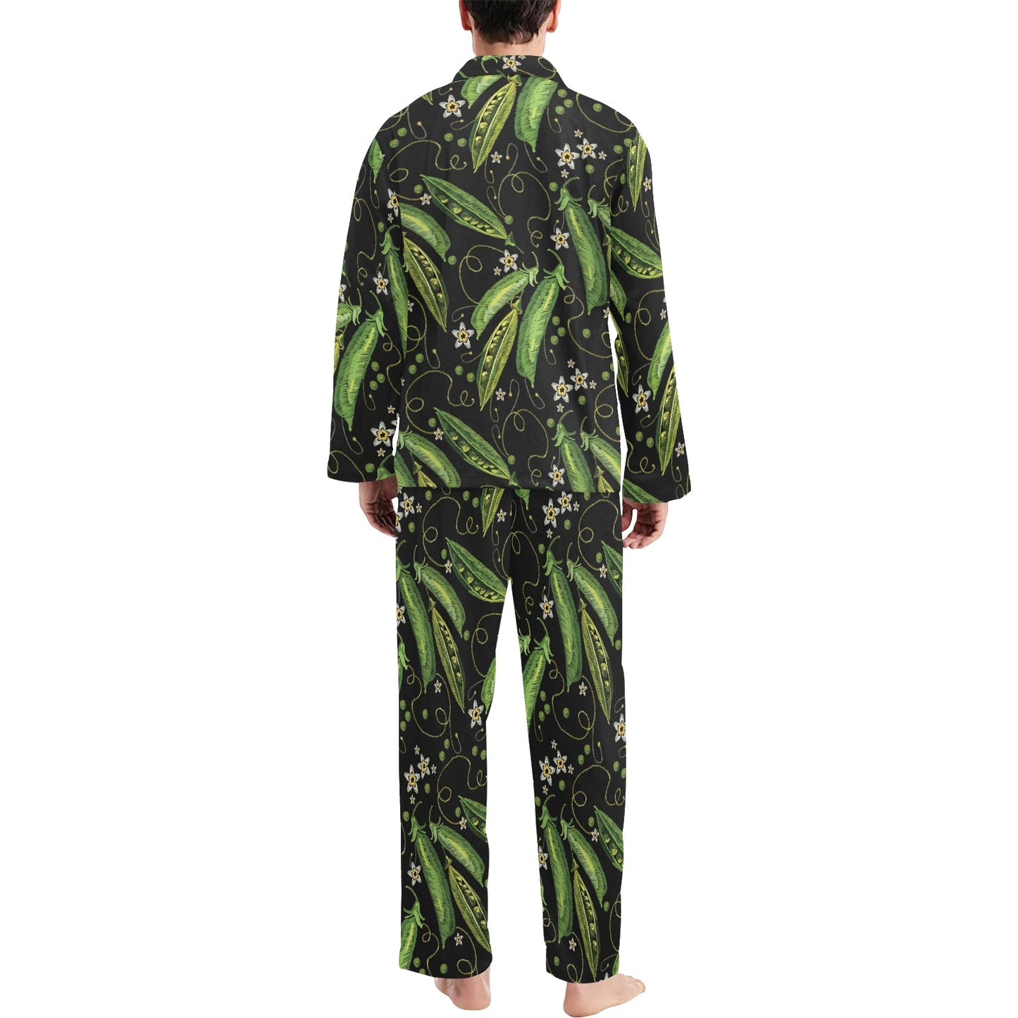 Peas Pattern Print Design A02 Men's Long Pajama Set