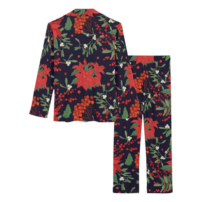 Poinsettia Pattern Print Design POT02 Women's Long Pajama Set