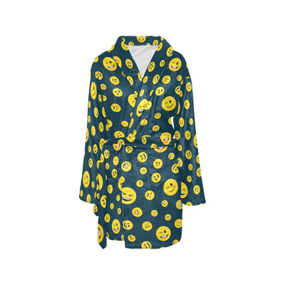 Smiley Face Emoji Print Design LKS301 Women's Fleece Robe