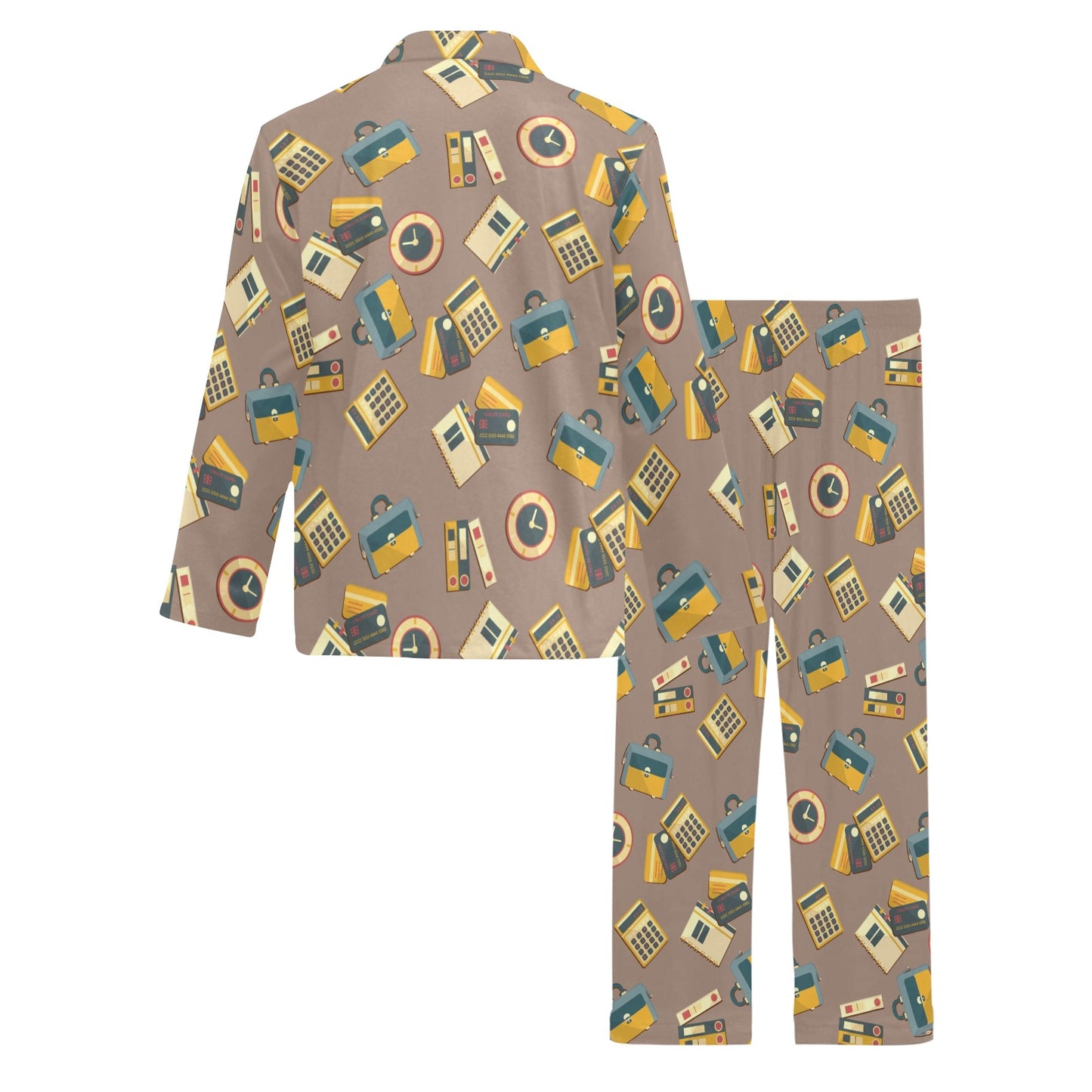 Accounting Financial Pattern Print Design 03 Men's Long Pajama Set