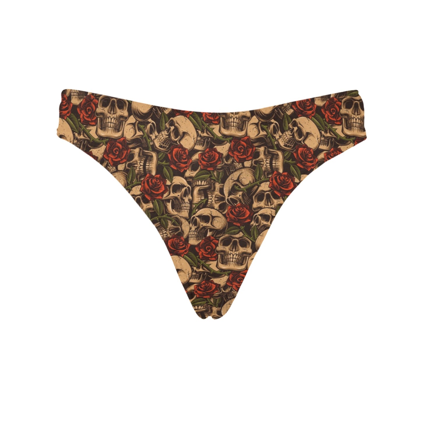 Skull Roses Vintage Design Themed Print Women's Thongs