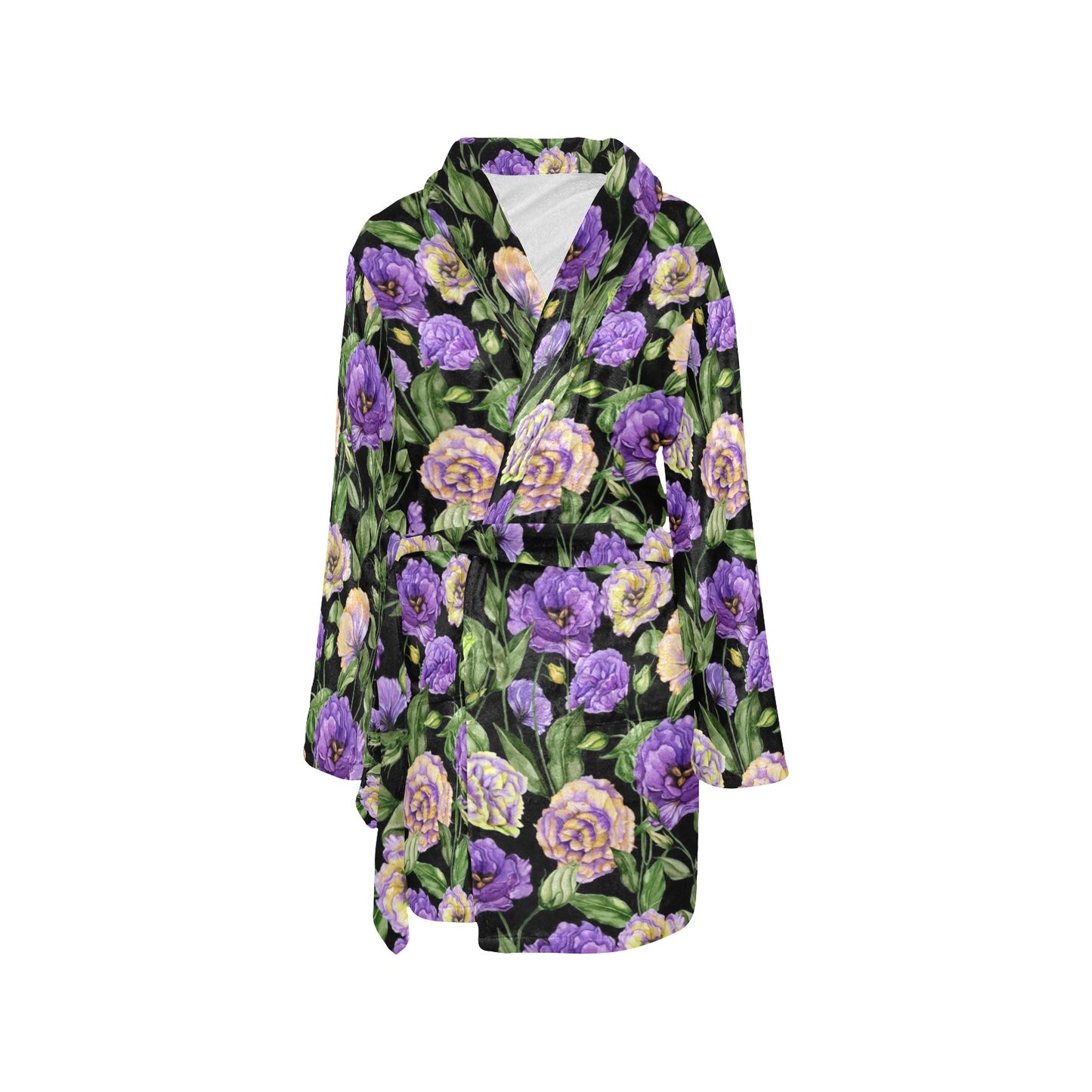 Lisianthus Pattern Print Design LT02 Women's Fleece Robe