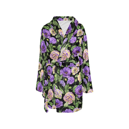 Lisianthus Pattern Print Design LT02 Women's Fleece Robe
