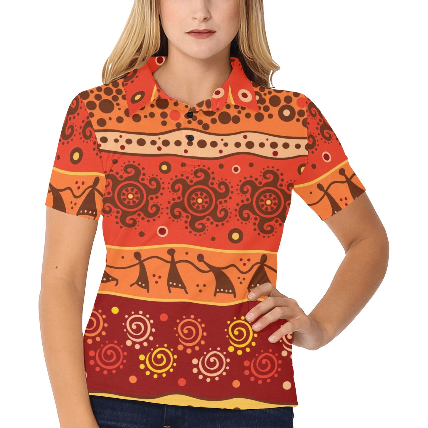 African Pattern Print Design 04 Women's Polo Shirt