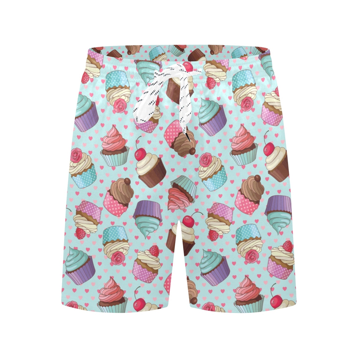 Cupcakes Fancy Heart Print Pattern Men's Swim Trunks Beach Shorts