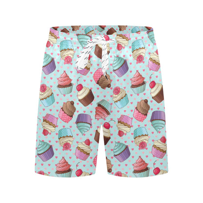 Cupcakes Fancy Heart Print Pattern Men's Swim Trunks Beach Shorts