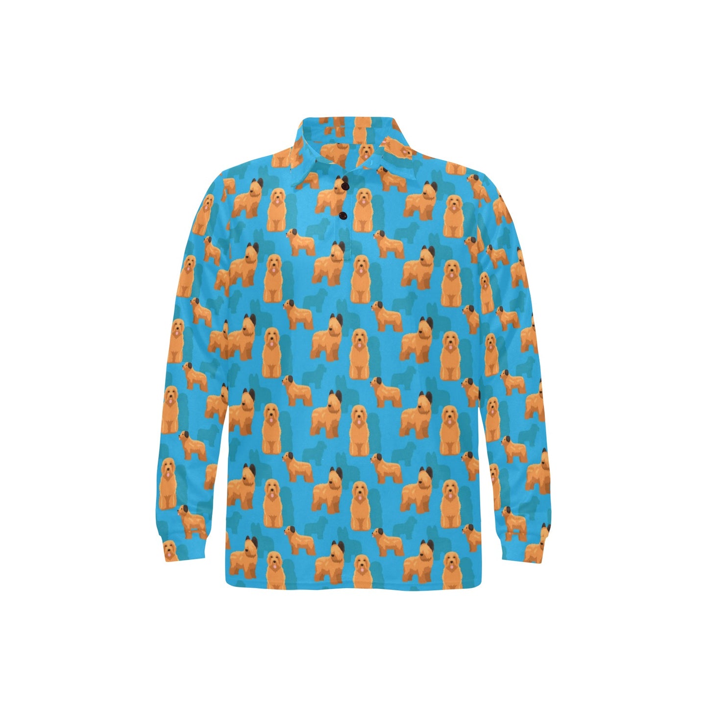 Briards Pattern Print Design 01 Long Sleeve Polo Shirt For Men's