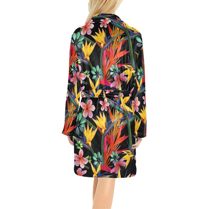 Tropical Flower Pattern Print Design TF015 Women's Fleece Robe
