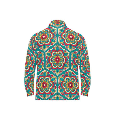 Mandala Pattern Print Design 03 Long Sleeve Polo Shirt For Men's
