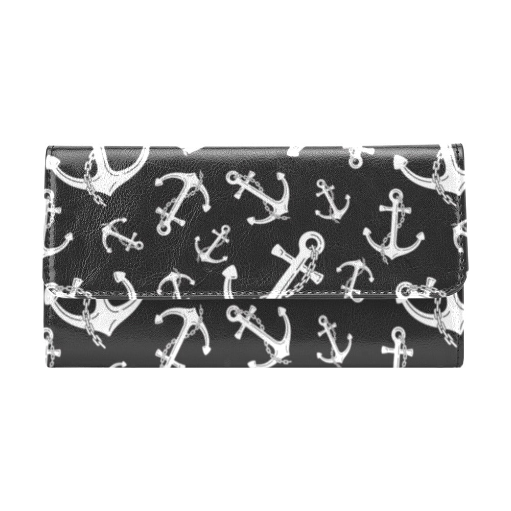 Anchor Black White Women's Trifold Wallet