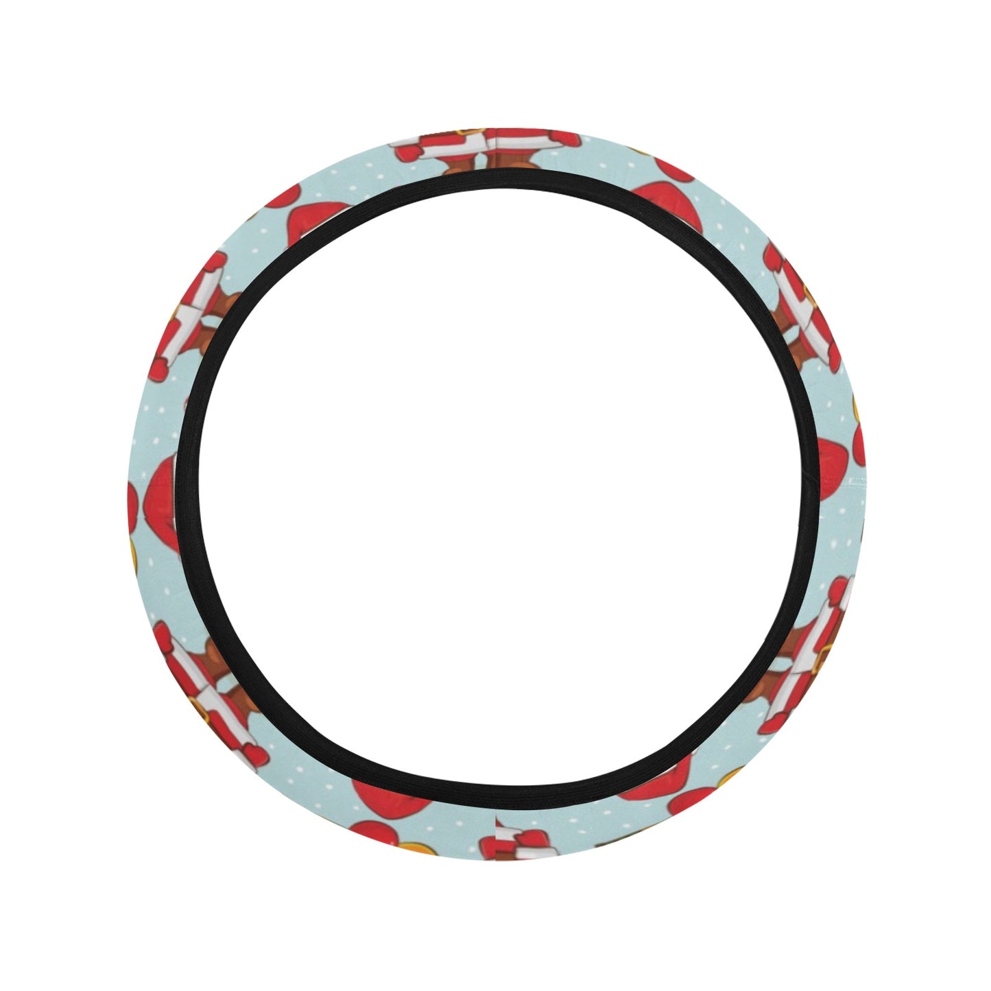 Santa Christmas Themed Print Design LKS303 Steering Wheel Cover with Elastic Edge