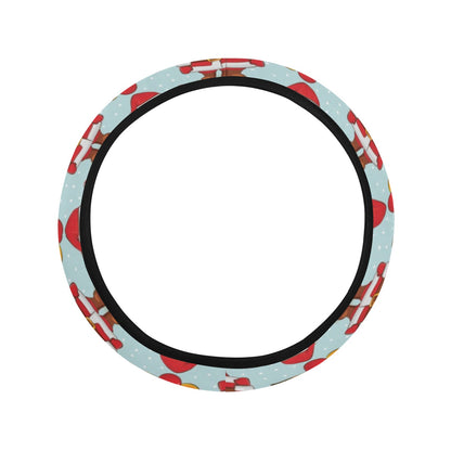 Santa Christmas Themed Print Design LKS303 Steering Wheel Cover with Elastic Edge