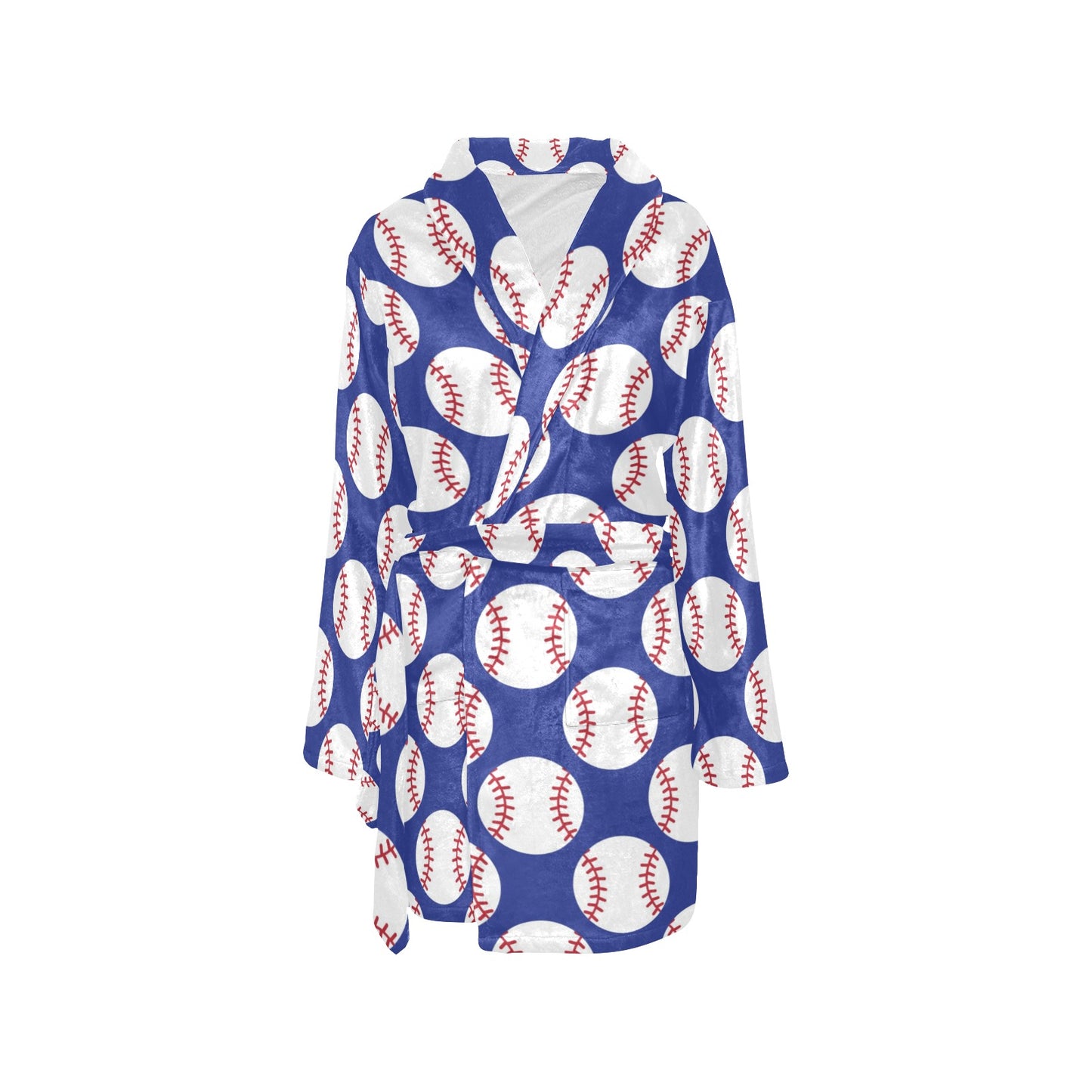 Baseball Blue Background Women's Fleece Robe