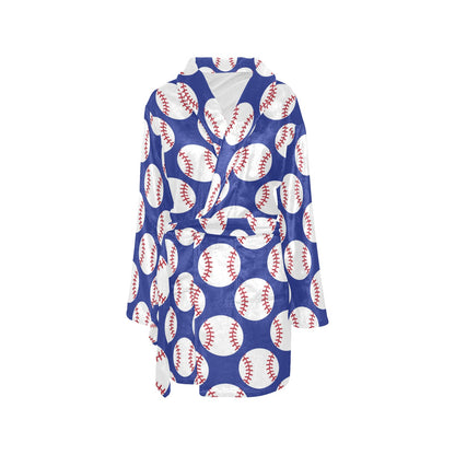 Baseball Blue Background Women's Fleece Robe