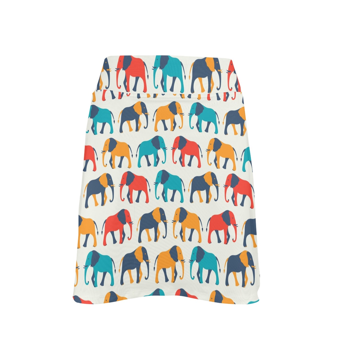 Elephant Colorful Print Pattern 17" Golf & Pickleball Skort with Pockets