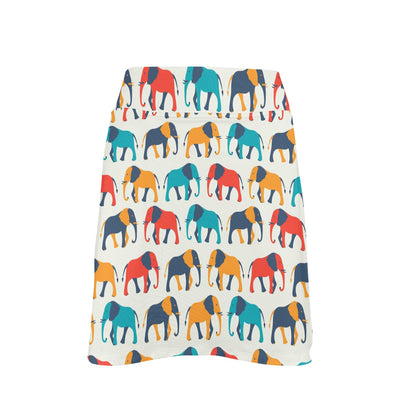Elephant Colorful Print Pattern 17" Golf & Pickleball Skort with Pockets