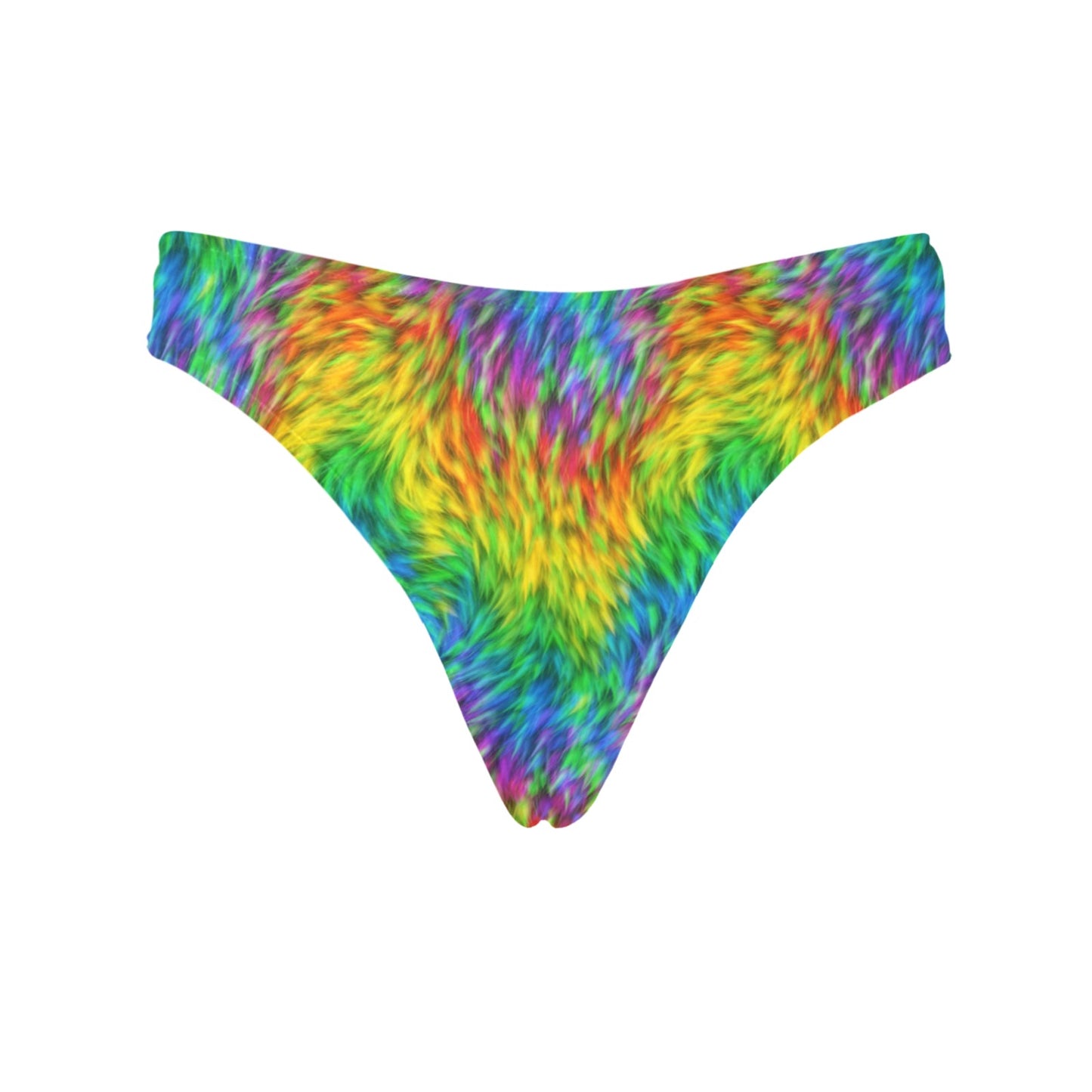 Rainbow Fur Design Print Women's Thongs