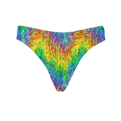 Rainbow Fur Design Print Women's Thongs