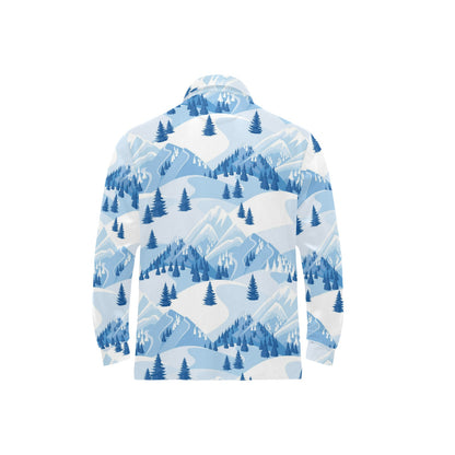 Mountain Pattern Print Design 03 Long Sleeve Polo Shirt For Men's