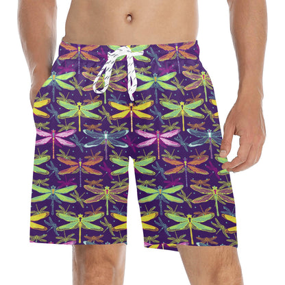 Dragonfly Neon Color Print Pattern Men's Swim Trunks Beach Shorts