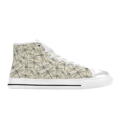 Dragonfly Print Design LKS402 Men's High Top Canvas Shoes