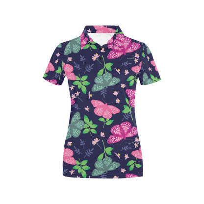 Monarch Butterfly Pattern Print Design 03 Women's Polo Shirt