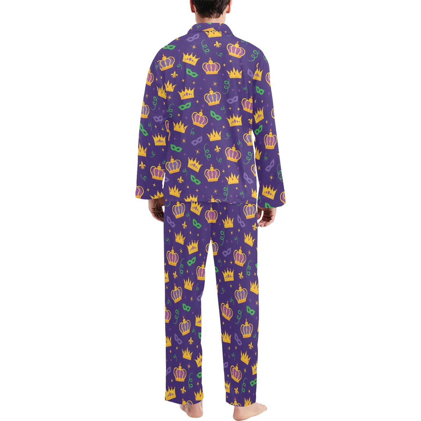 Mardi Gras Pattern Print Design 03 Men's Long Pajama Set