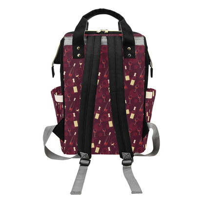 Wine Themed Print Design LKS302 Diaper Bag Backpack
