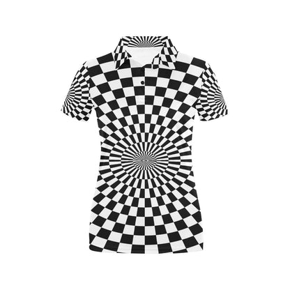 Checkered Flag Optical illusion Women's Polo Shirt