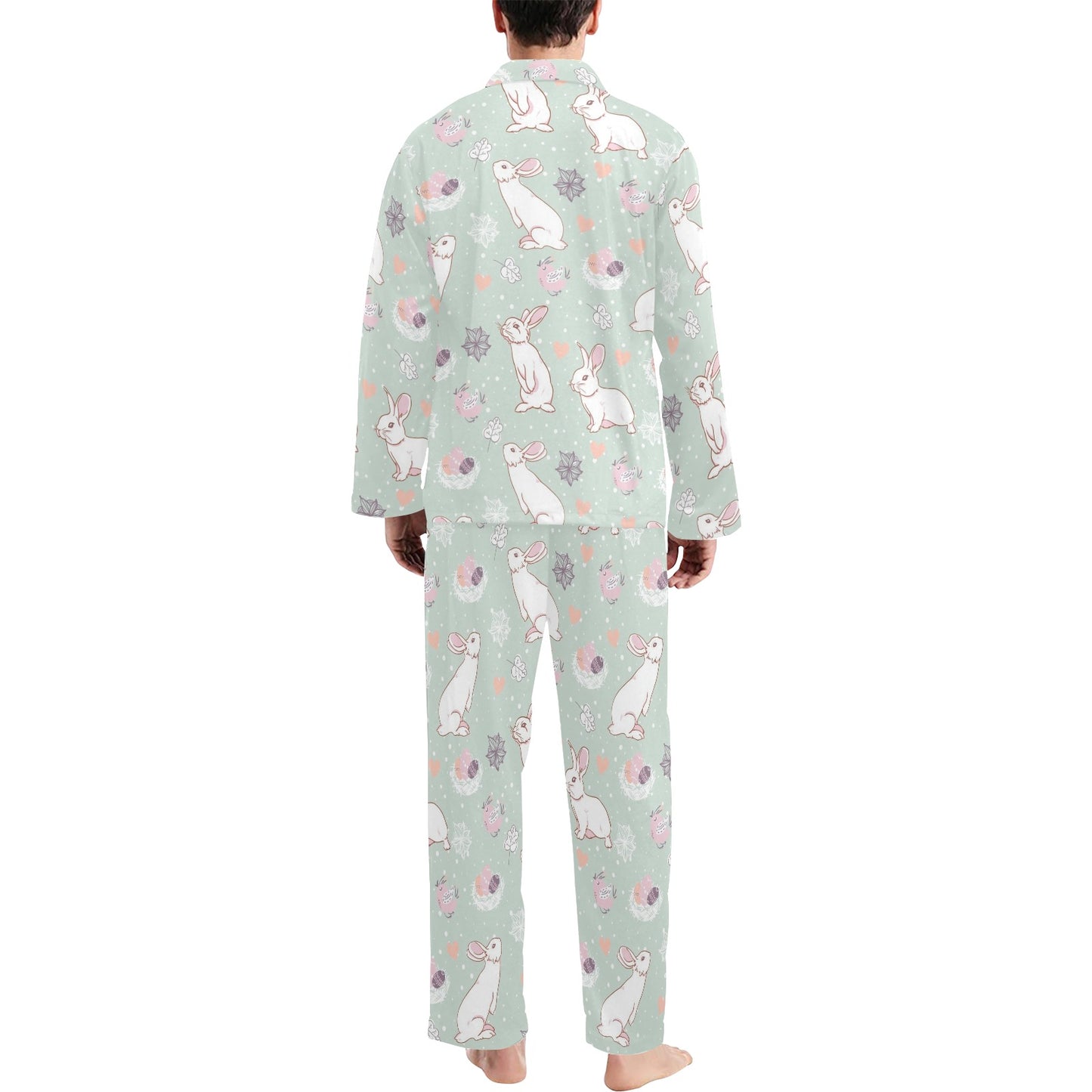 Rabbit Pattern Print Design RB011 Men's Long Pajama Set