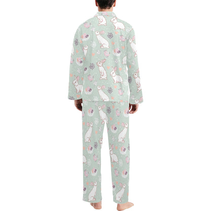 Rabbit Pattern Print Design RB011 Men's Long Pajama Set