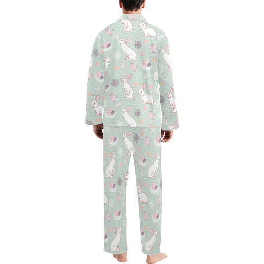 Rabbit Pattern Print Design RB011 Men's Long Pajama Set