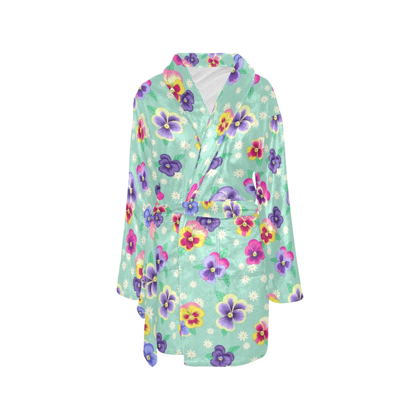 Pansy Pattern Print Design PS08 Women's Fleece Robe