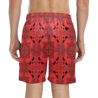 Bandana Red Print Design LKS304 Men's Swim Trunks Beach Shorts