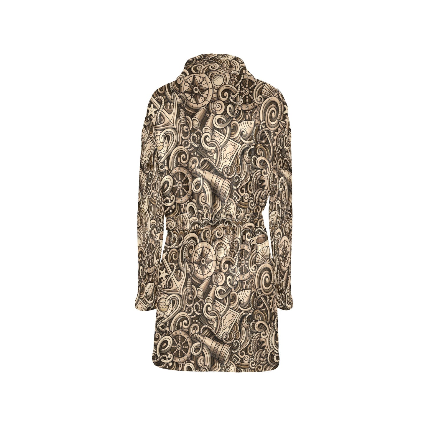 Nautical Tattoo Design Themed Print Women's Fleece Robe