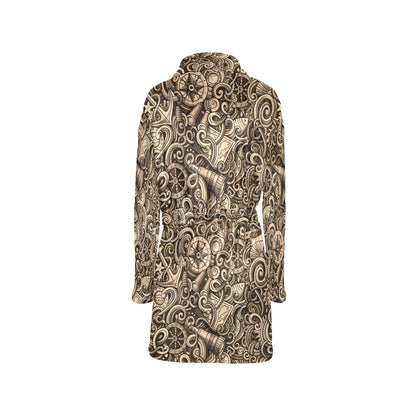 Nautical Tattoo Design Themed Print Women's Fleece Robe