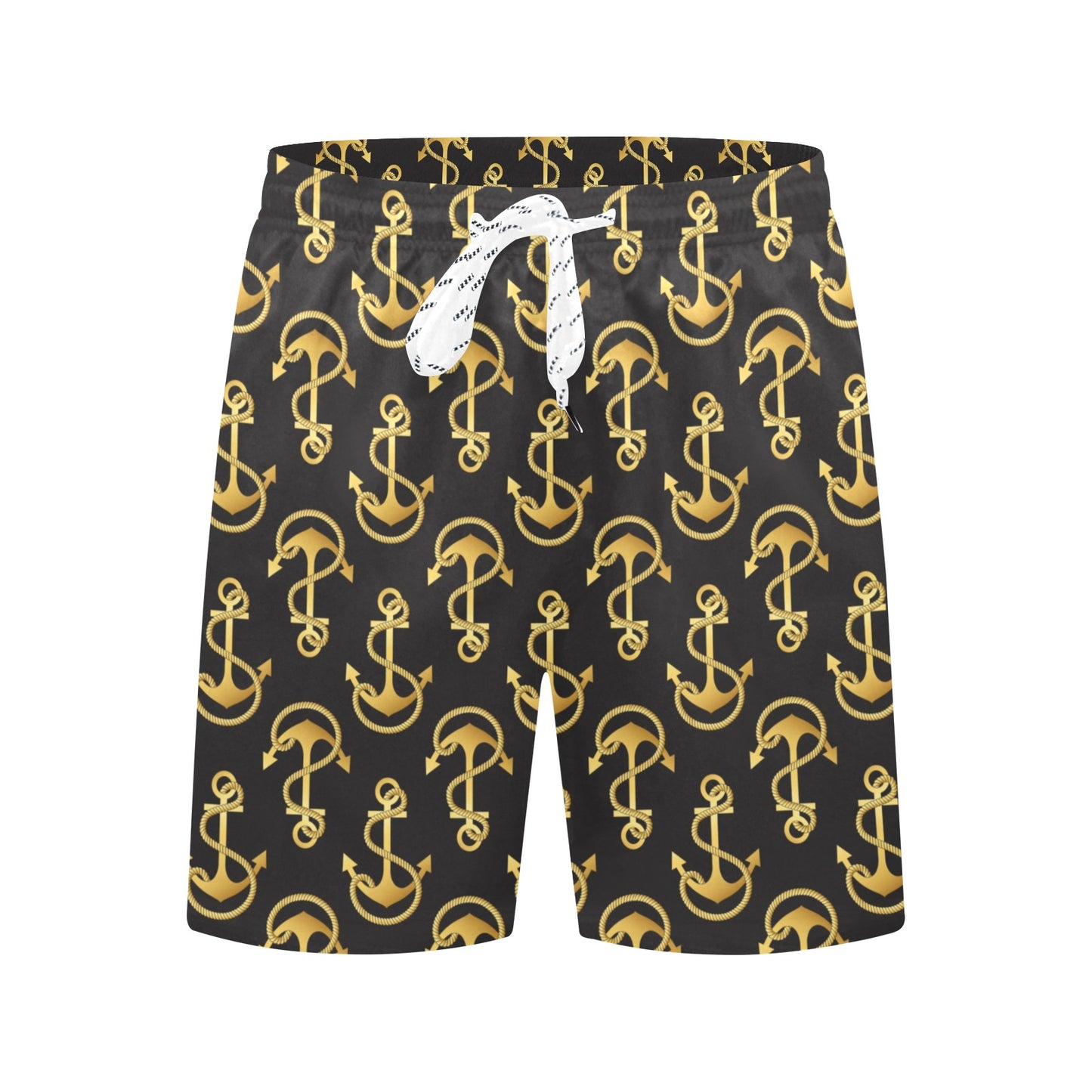 Anchor Gold Pattern Men's Swim Trunks Beach Shorts