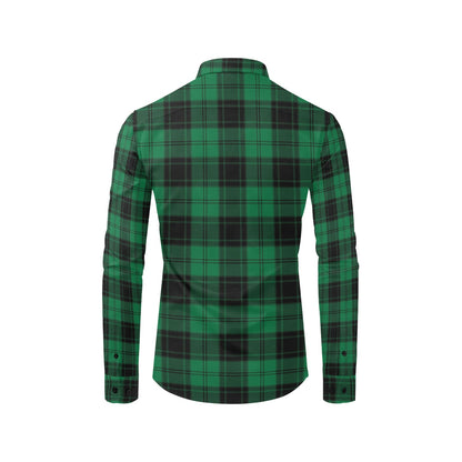 Tartan Green Print Design LKS302 Men's Long Sleeve Dress Shirt