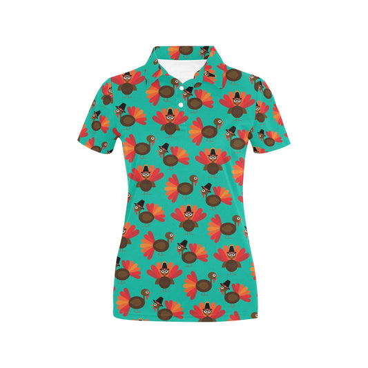 Turkey Print Design LKS402 Women's Polo Shirt