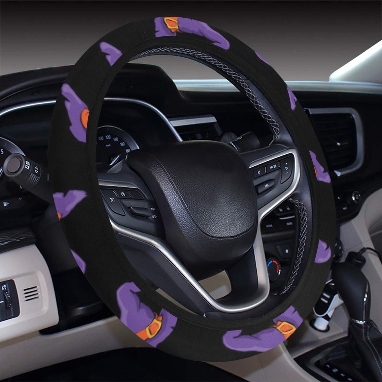 Witch Hat Print Design LKS304 Steering Wheel Cover with Elastic Edge